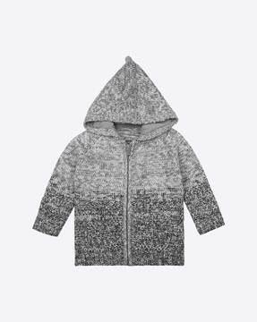 patterned-knit zip-front hoodie