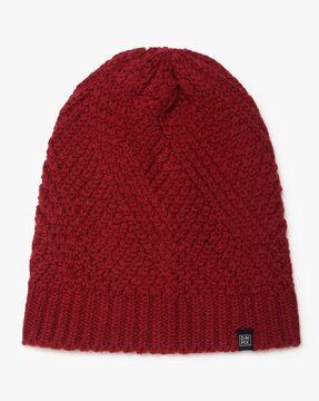 patterned-knit beanie