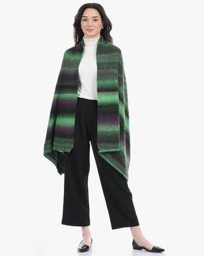 patterned-knit cape with front closure