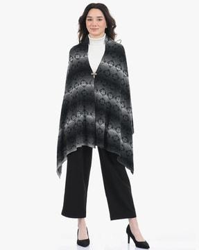 patterned-knit cape with front closure