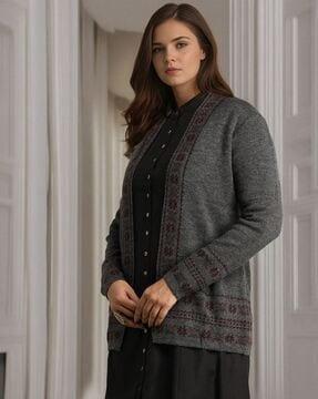 patterned-knit open-front winter shrug