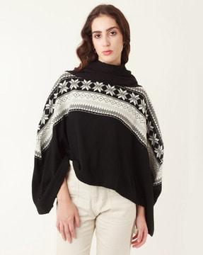 patterned knit poncho