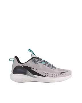 patterned low-top lace-up running shoes