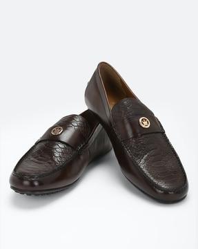 patterned penny loafers