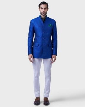 patterned relaxed fit bandhgala jacket