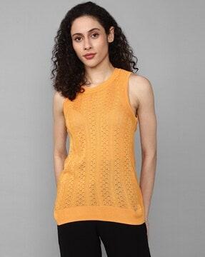 patterned round-neck top