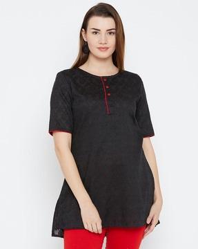 patterned round-neck tunic