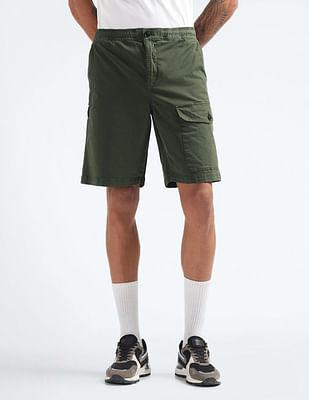 patterned twill cotton shorts
