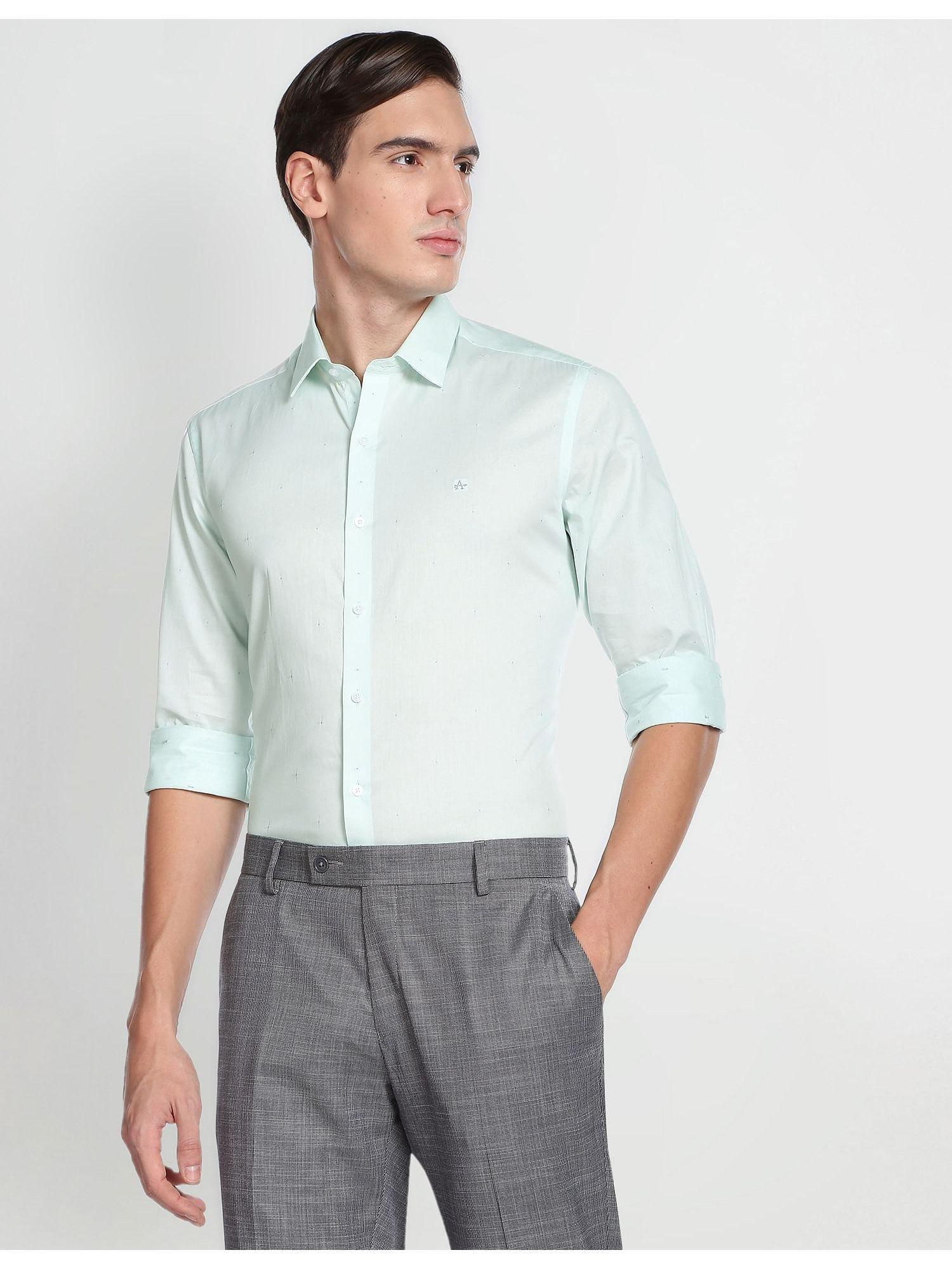 patterned weave slim fit formal shirt