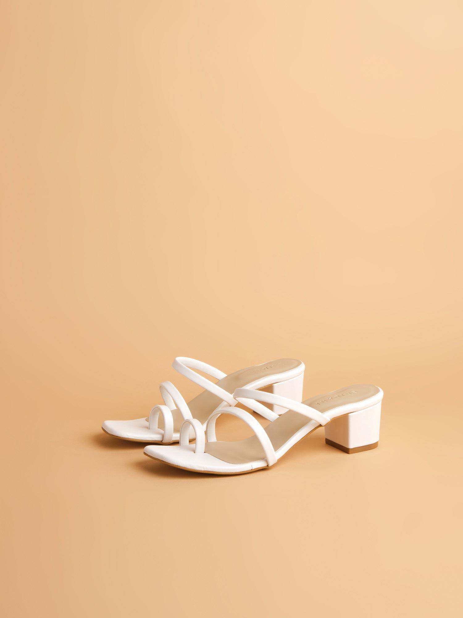 patterned white dahila heels