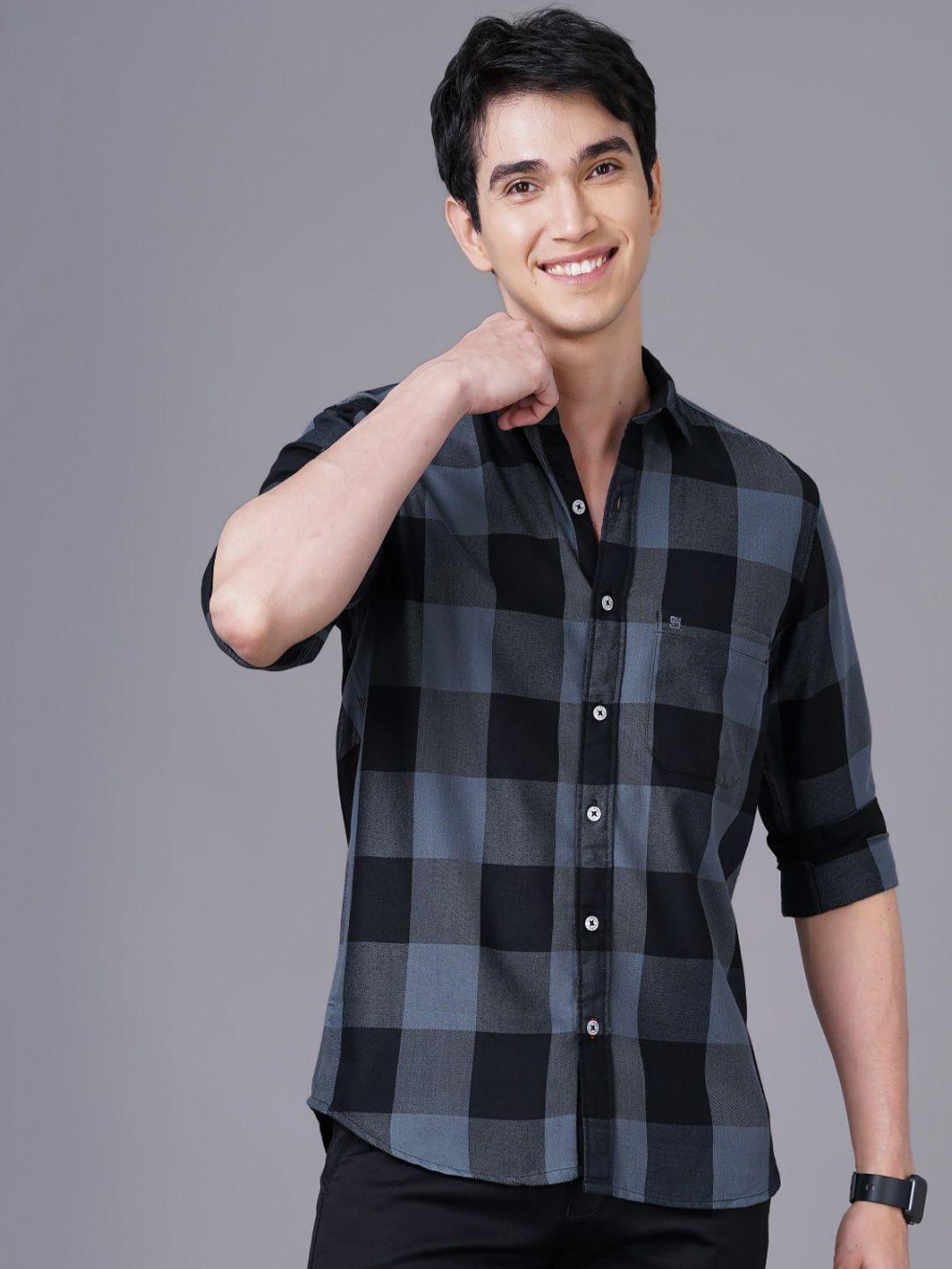 paul street checked standard slim fit cotton casual shirt