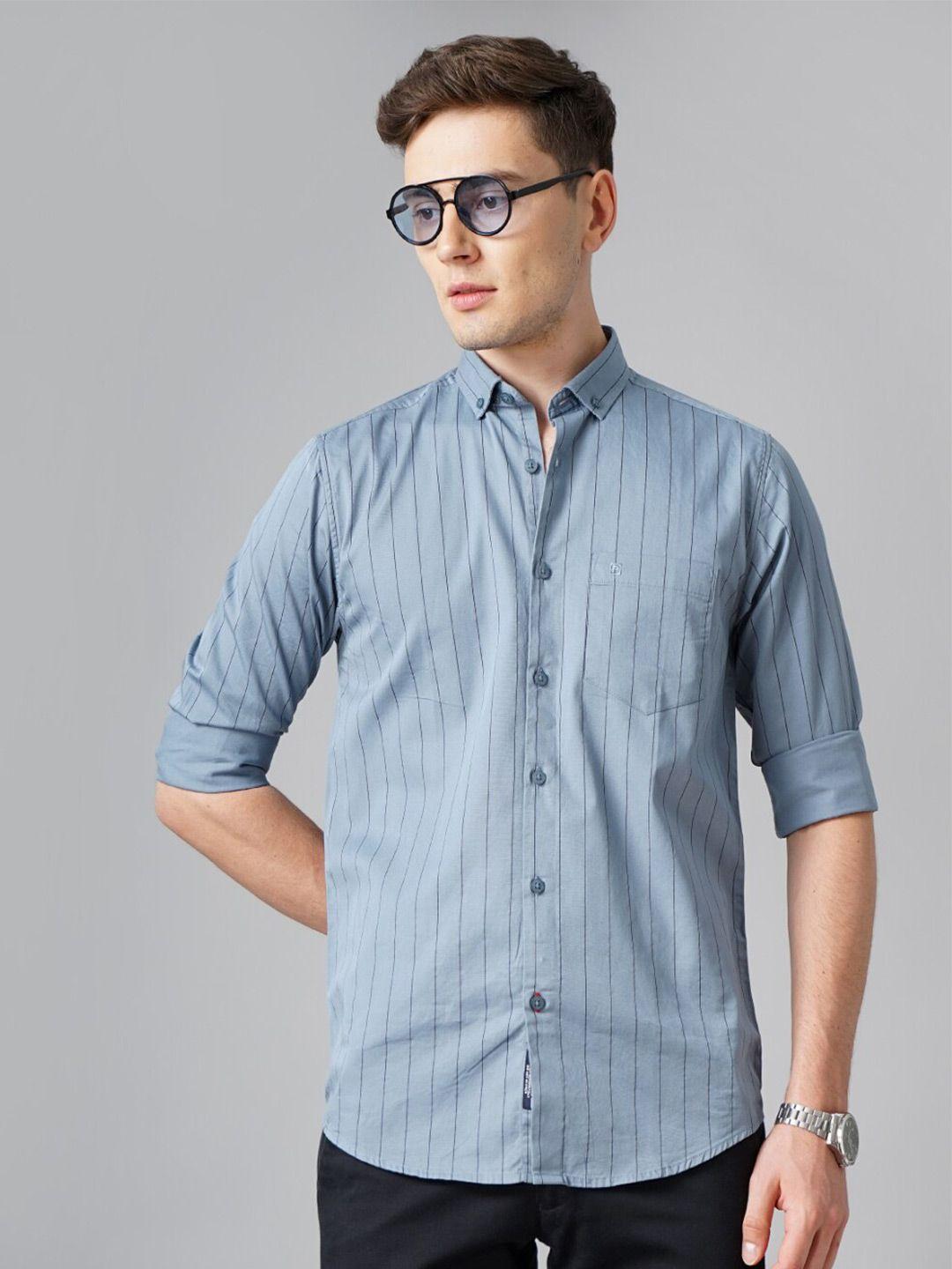 paul street men blue standard slim fit opaque striped casual shirt