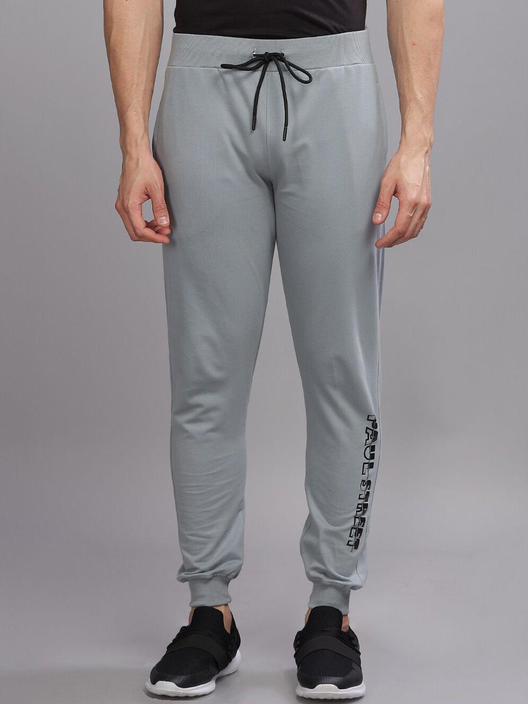 paul street men brand logo printed slim fit mid-rise pure cotton joggers