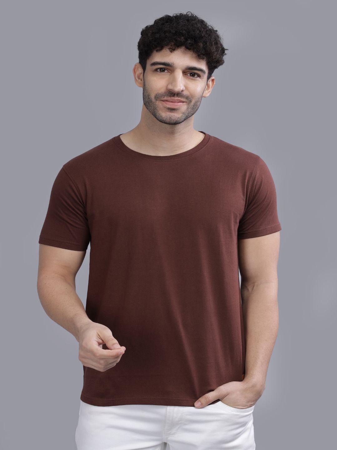 paul street men brown pure cotton bio finish pockets slim fit t-shirt