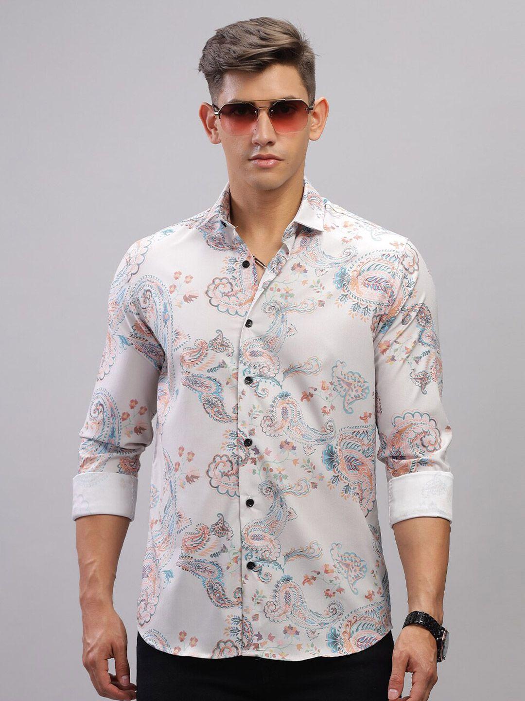 paul street printed spread collar cotton party shirt