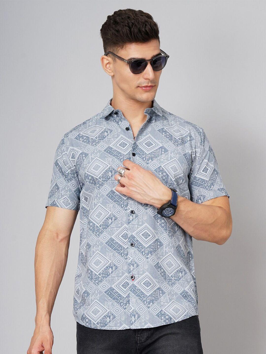 paul street standard geometric printed opaque casual shirt