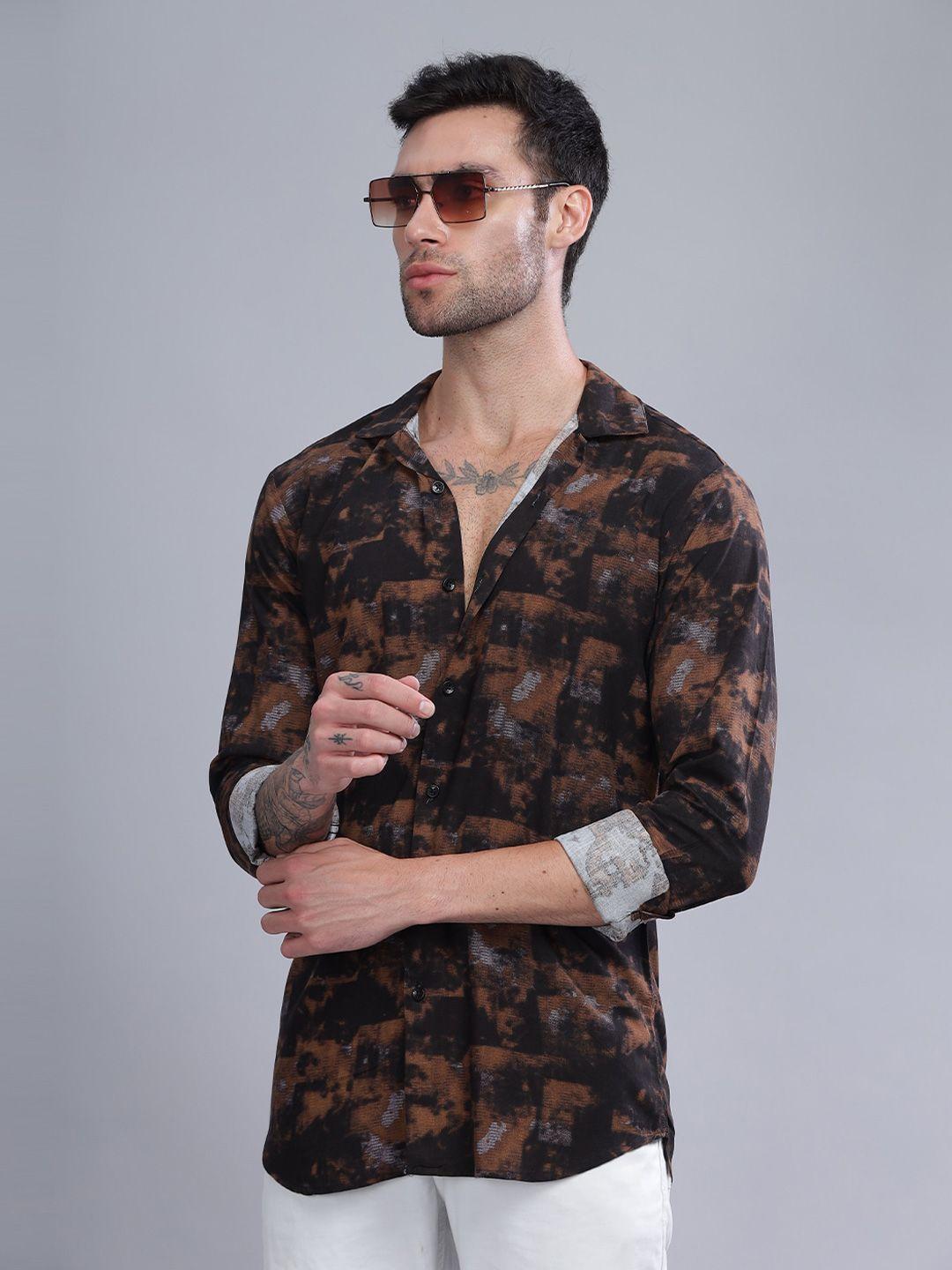 paul street standard slim fit abstract printed casual shirt