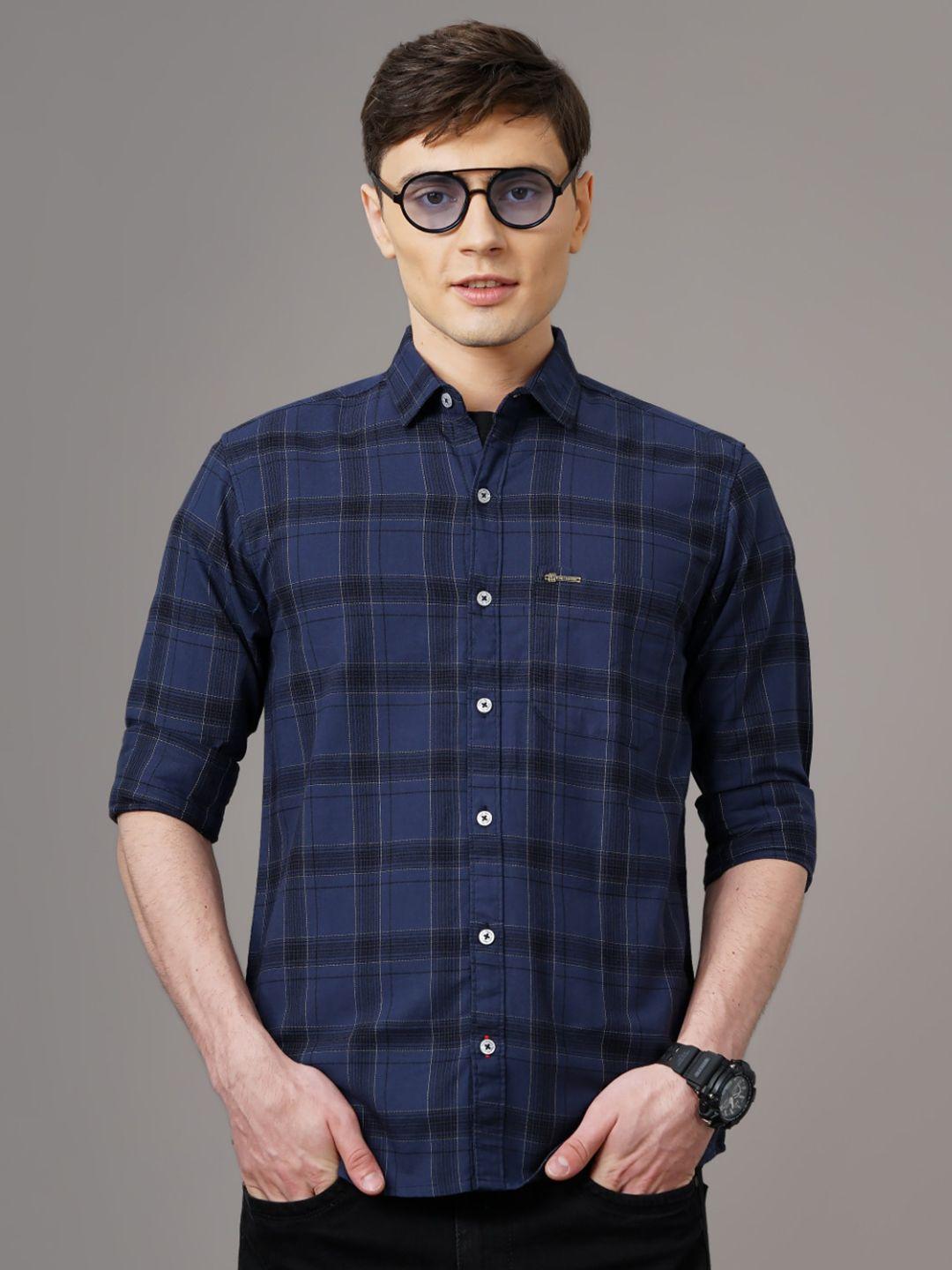 paul street standard slim fit checked cotton casual shirt