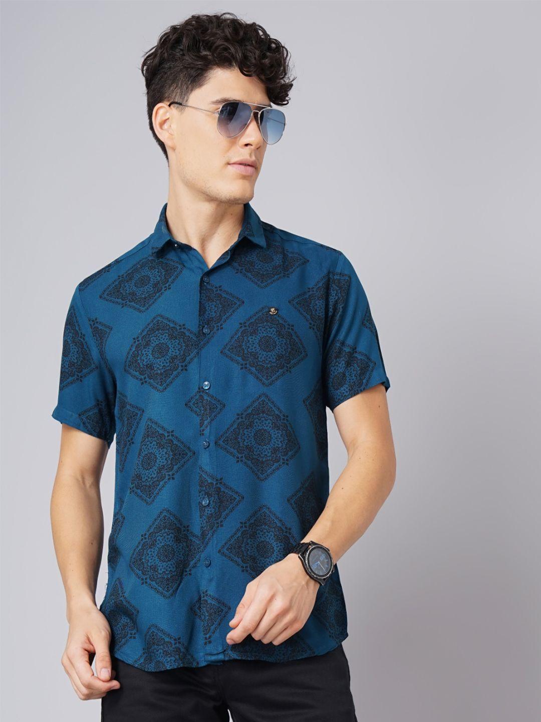 paul street standard slim fit ethnic motifs printed spread collar casual shirt