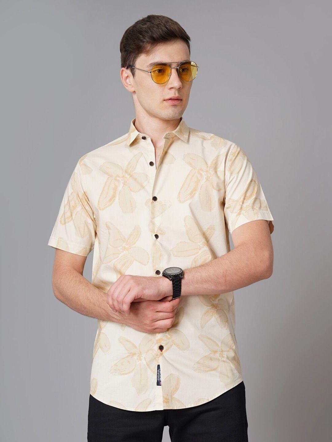 paul street standard slim fit floral printed cotton casual shirt