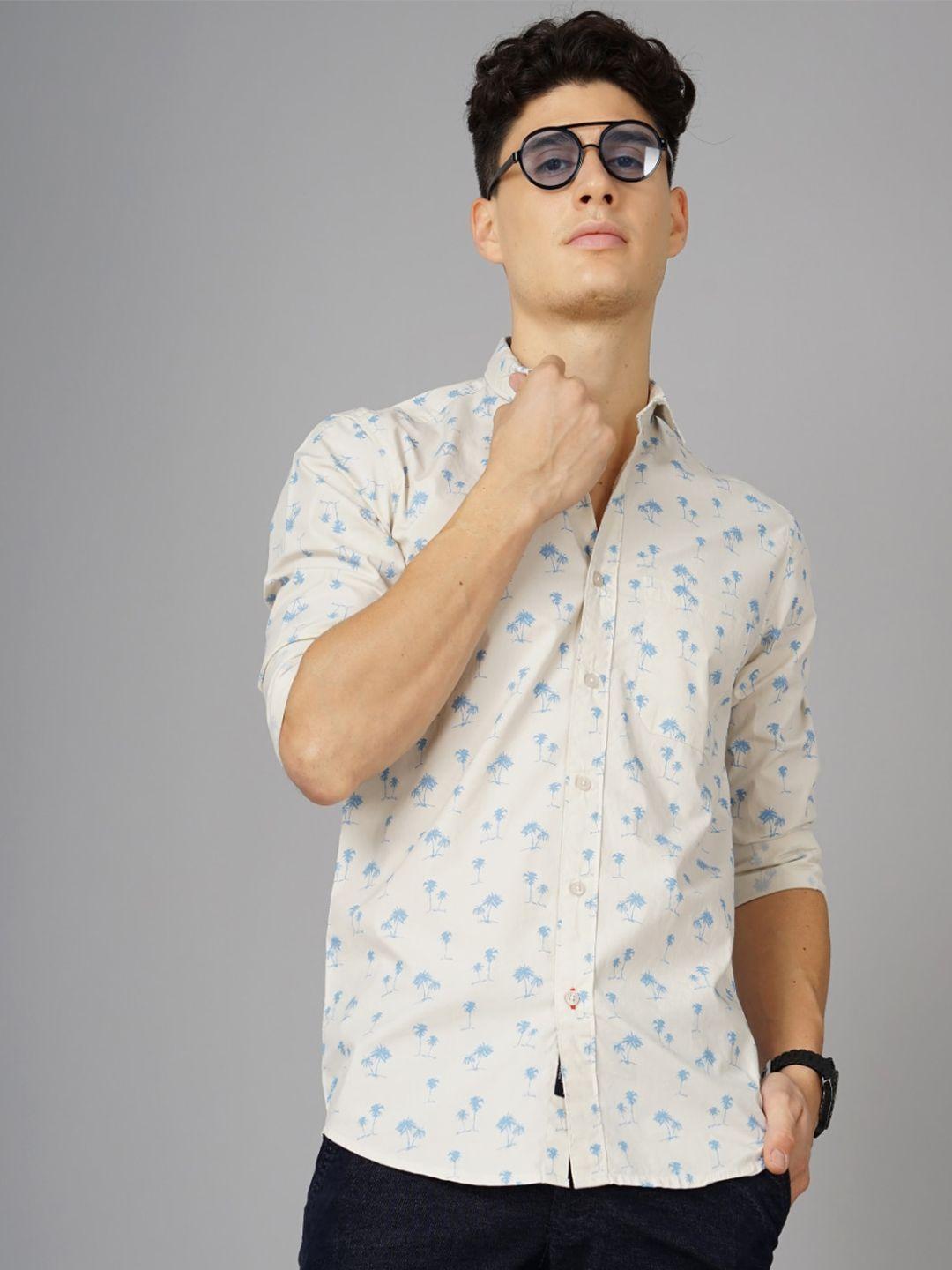 paul street standard slim fit floral printed spread collar cotton casual shirt