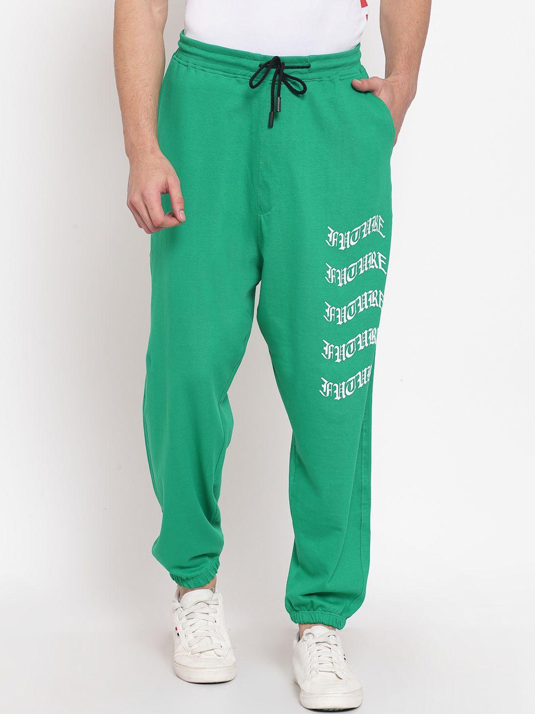pause-sport-men-green-&-white-printed-loose-fit-antimicrobial-cotton-jogger