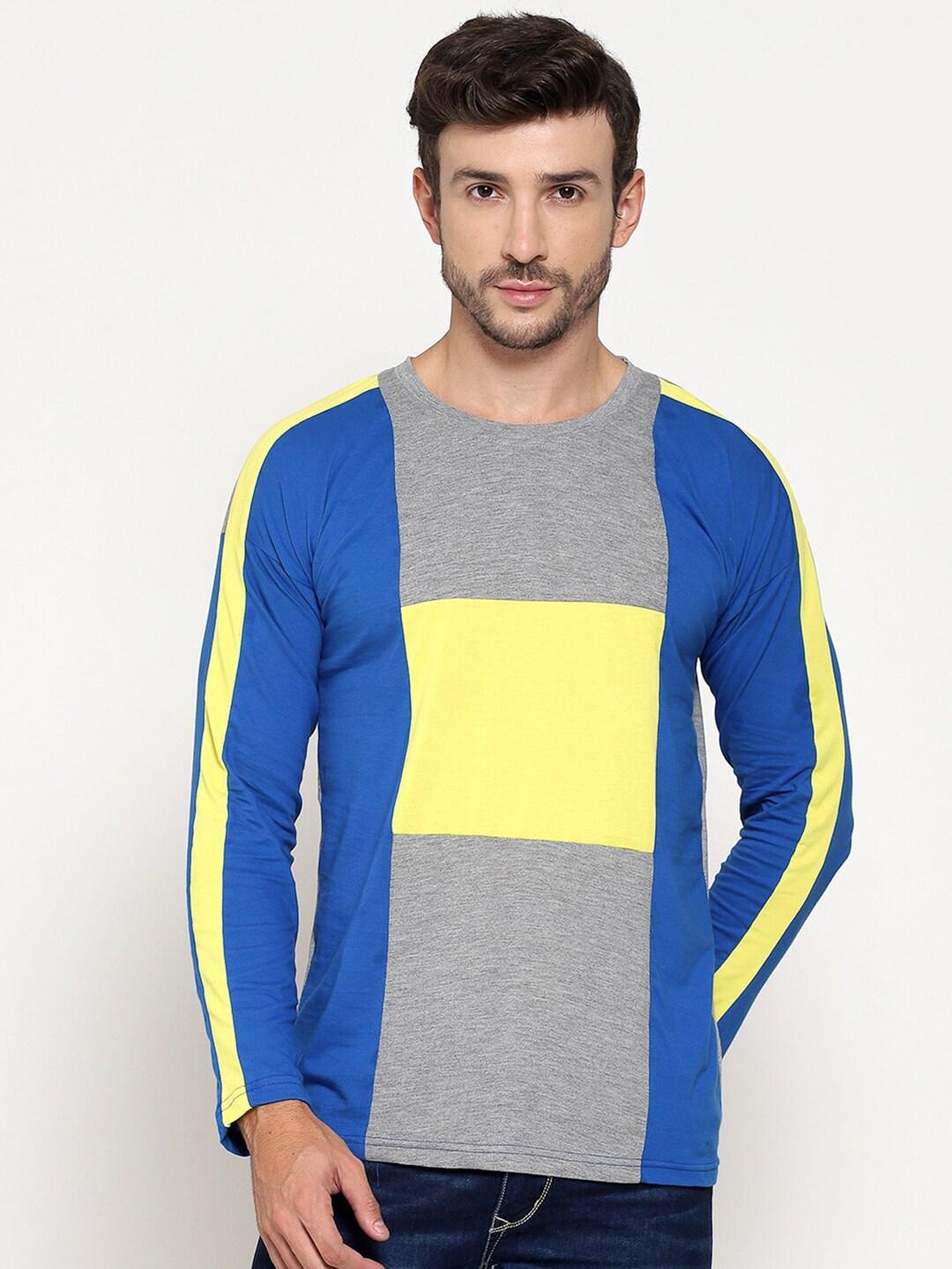 pause sport men multicoloured colourblocked drop-shoulder sleeves t-shirt