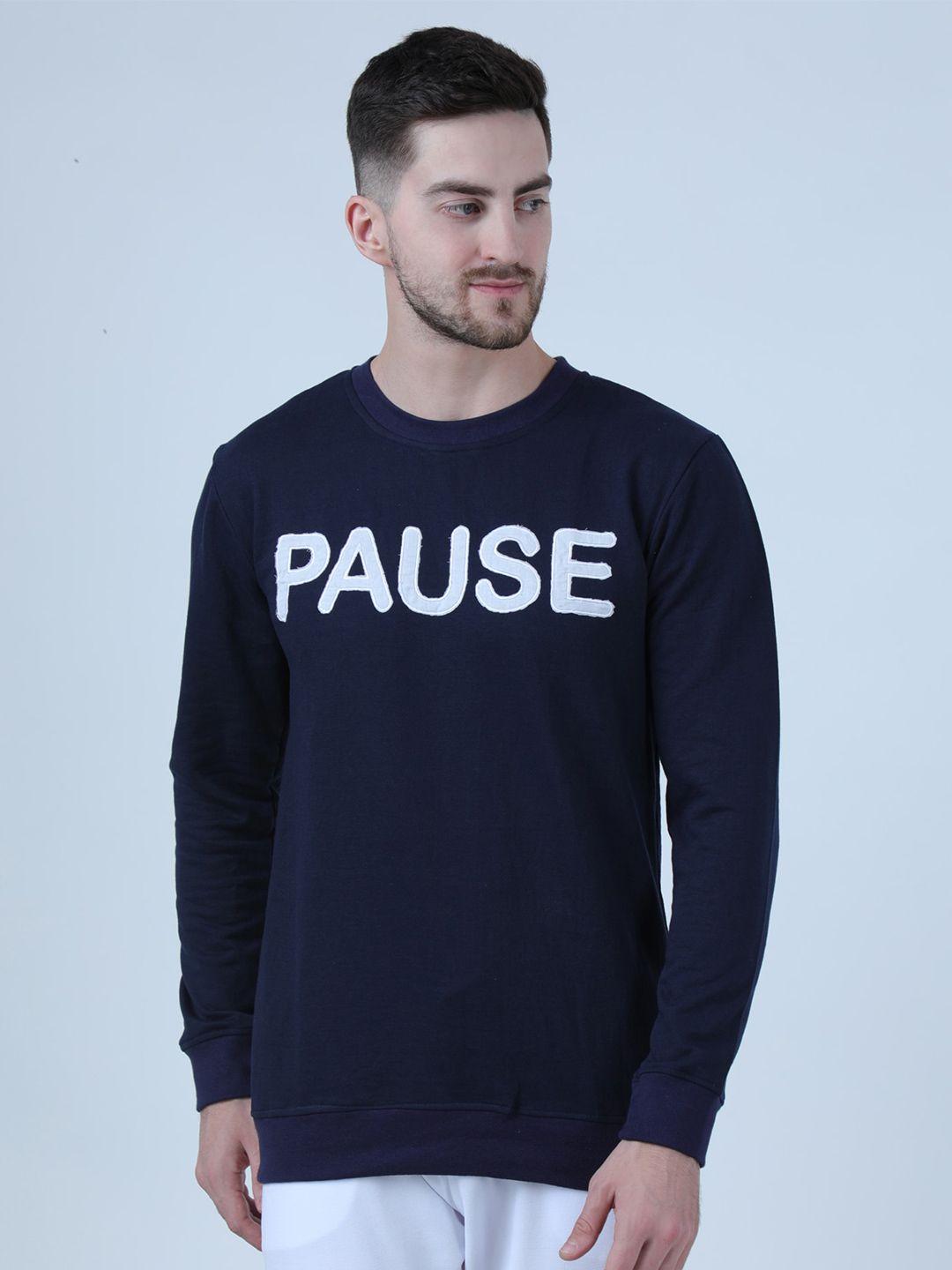 pause sport brand logo printed fleece sweatshirt