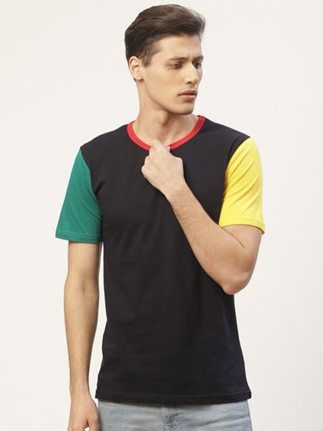 pause sport colourblocked round neck cotton t-shirt