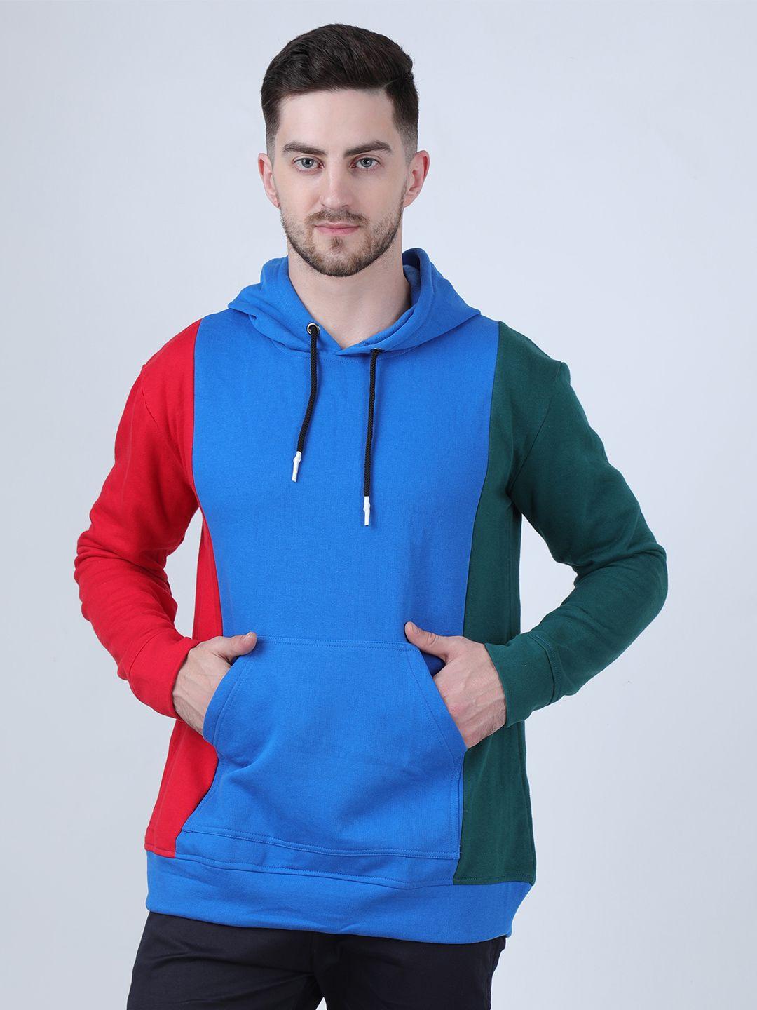 pause sport men hooded colourblocked fleece sweatshirt