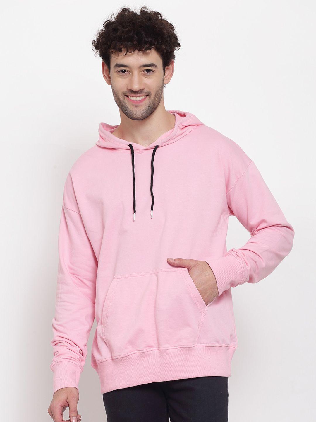 pause sport men pink hooded cotton sweatshirt