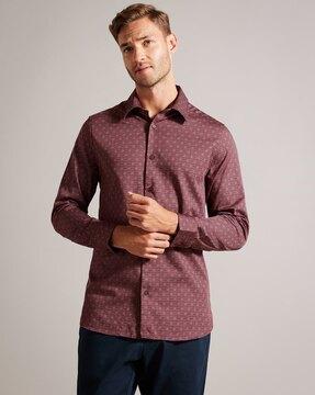 pavia-long sleeve star geometric print regular fit shirt