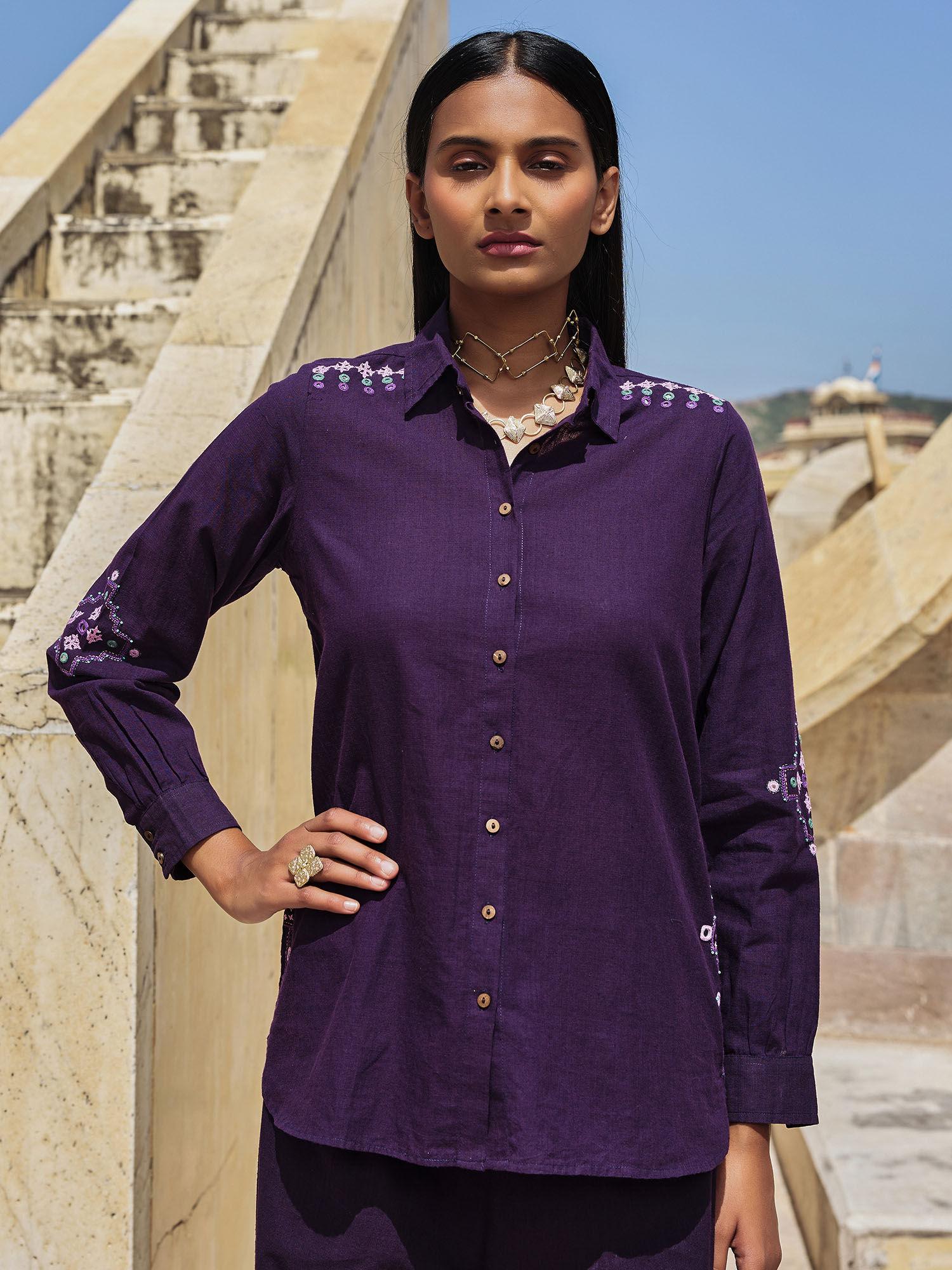 pavilion hand embroidered pure cotton shirt