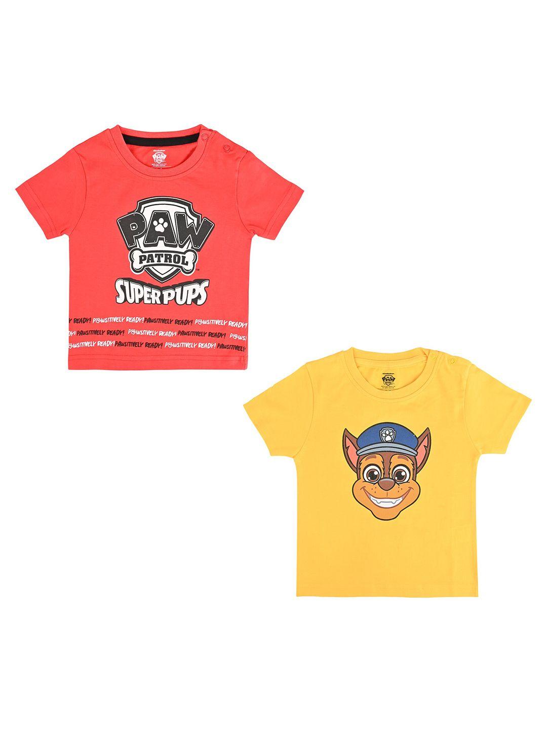 paw patrol boys pack of 2 printed pure cotton t-shirts