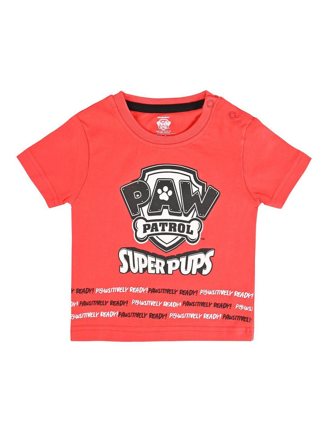 paw patrol boys red typography printed t-shirt