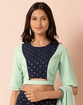 payal singhal for indya foil panelled crop top