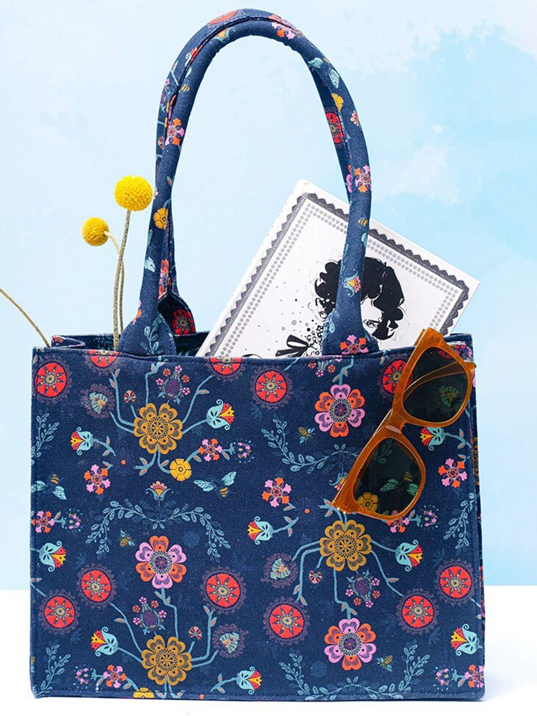 payal singhal blue floral printed shopper tote bag