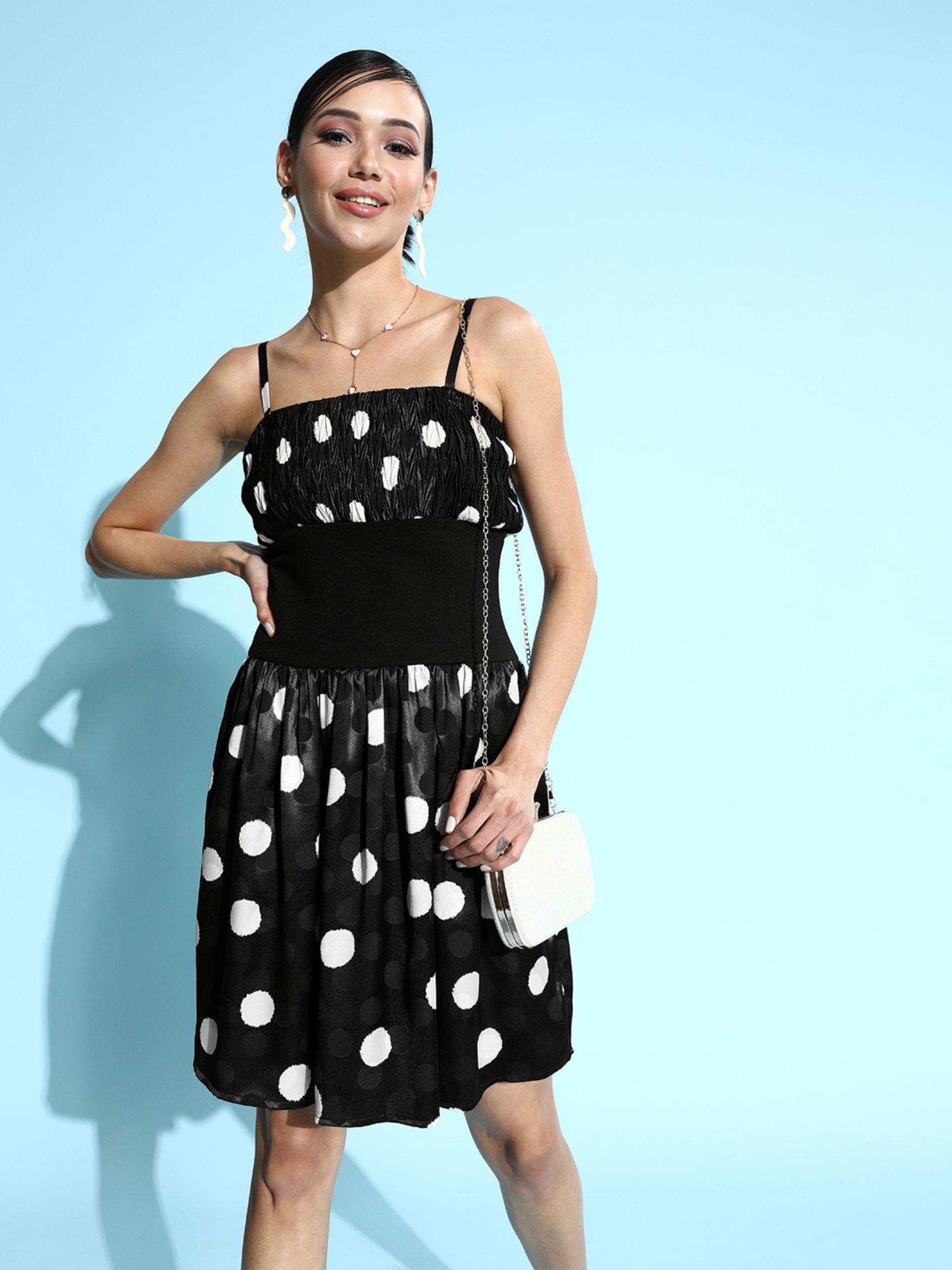 peaceful black polka dots dress