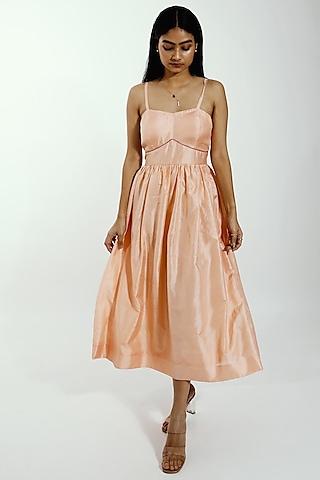 peach dyed silk dress