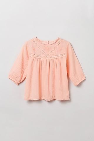 peach embroidered top for girls