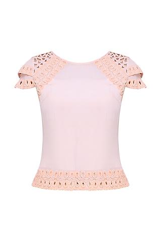 peach hand embroidered top