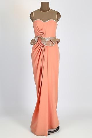 peach-lycra-gown-with-belt