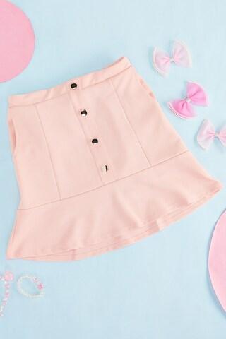 peach patterned knee length party girls regular fit skirt