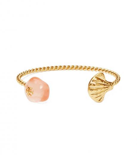 peach twisted shell cuff bracelet