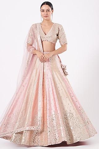 peach & blush pink embroidered lehenga set