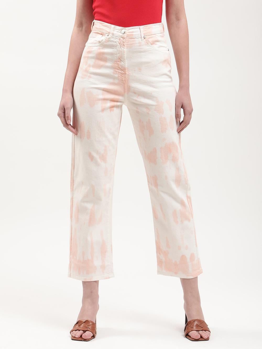 peach  straight fit jeans