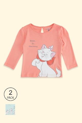 peach assorted casual full sleeves round neck baby regular fit t-shirt