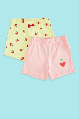 peach assorted knee length casual baby regular fit shorts