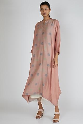 peach asymmetric silk tunic