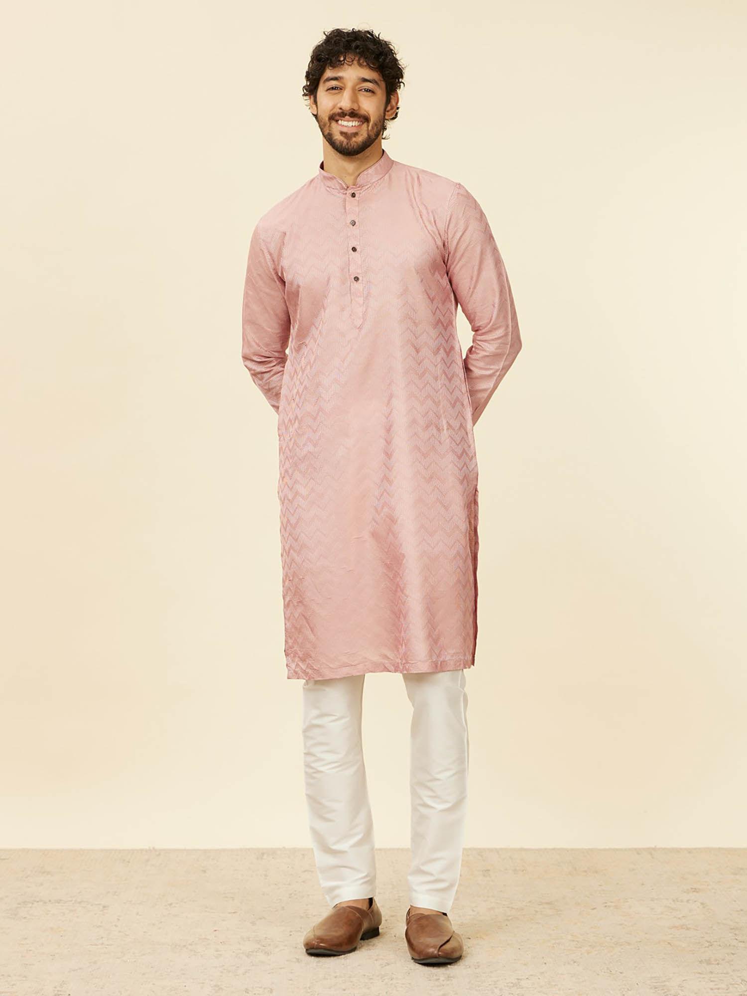 peach blended viscose woven kurta and pyjama (set of 2)